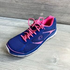 EUC Champion blue and pink lace up athletic shoes size 8.5